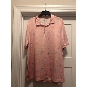 C  Champion Performance Pink Polo Golf Shirt With Dancing Hula Girl Size XL
